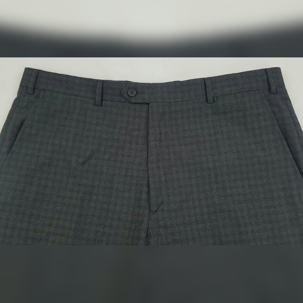Santorelli 'Romeo' Check Wool Flat Front Pant - 36
